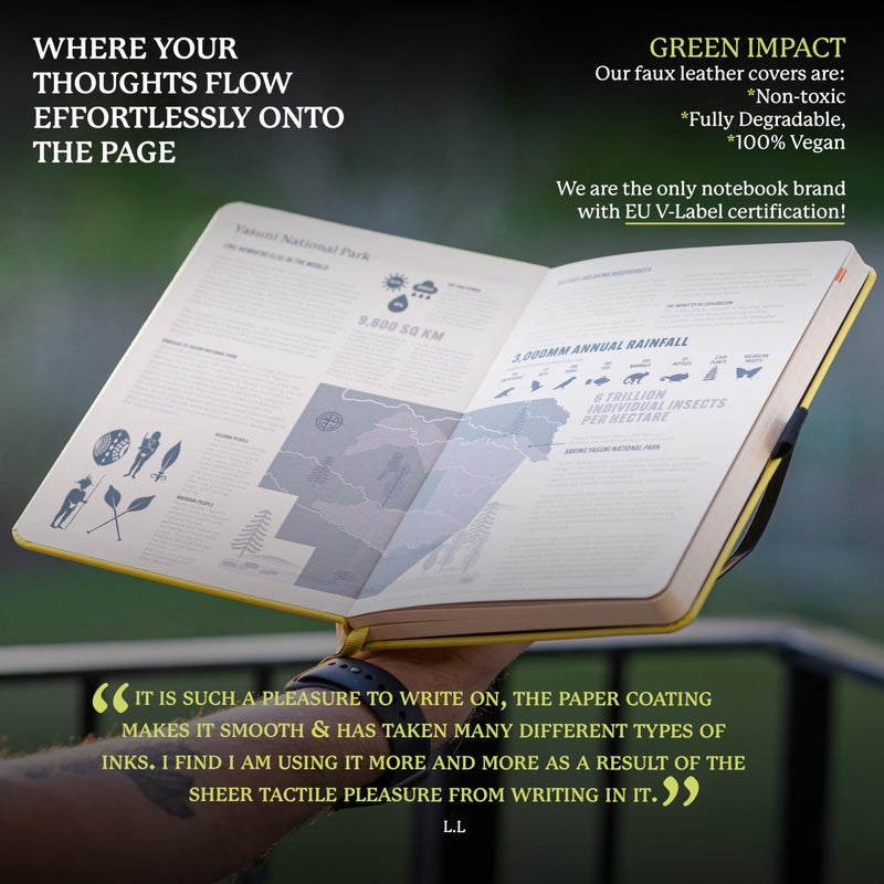 Dingbats* Notebooks Dingbats* Earth Dotted Writing Journal Notebook A5 - Vegan Leather Hardcover - Ideal for Work, Travel - Pocket, Elastic Closure & Bookmark - Image 4